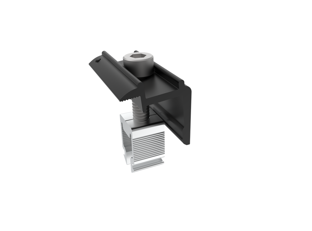 Solar Mounting - End Clamp 30–40mm, Black (Eternit/Tile/Metal Roof)
